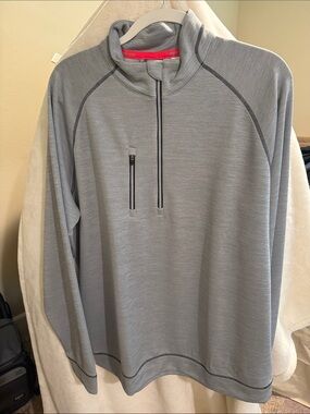 Puma Men's Light Gray Quarter-Zip Performance Sweater